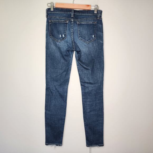 J. Crew Toothpick Skinny Jeans Dark Wash Mid Rise Patched Distressed 26 - Picture 5 of 9
